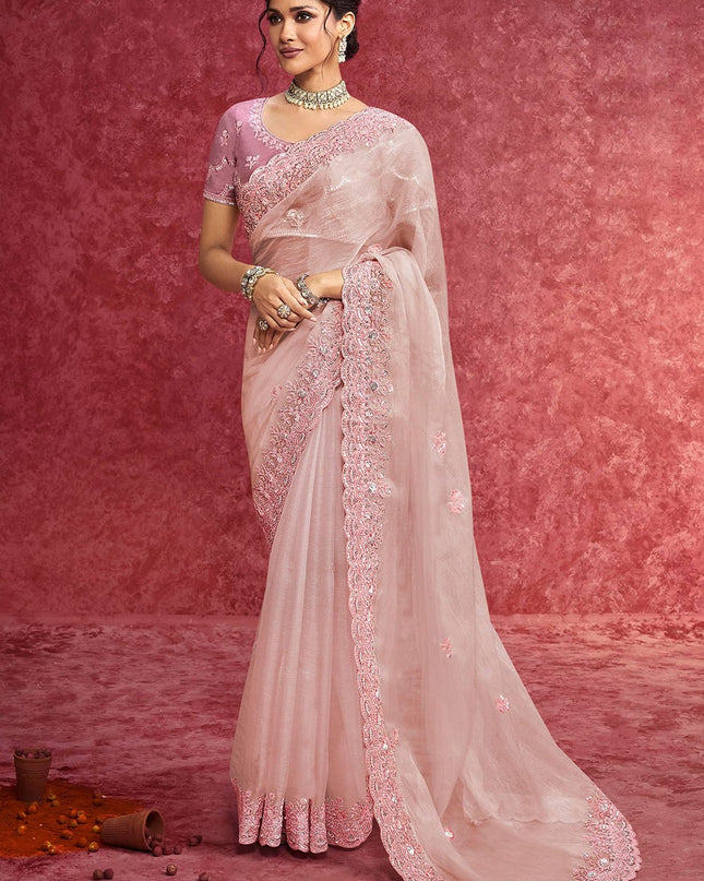 Premium Pink Pure Weave Art Silk Saree for Festive & Occasion Wear