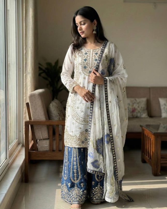 New Designer GMY SILK Top-Bottom And Dupatta Set | Ready To Wear