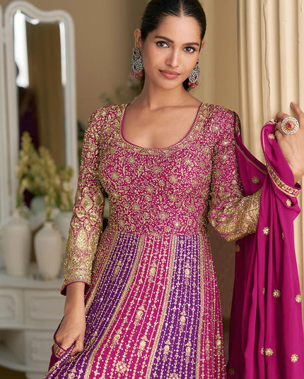 Designer Heavy Georgette Embroidered Sequins Gown With Dupatta