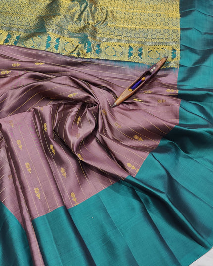 Premium Gadwal Handloom Pure Silk With Self Kanchi Border and Butta Blouse
