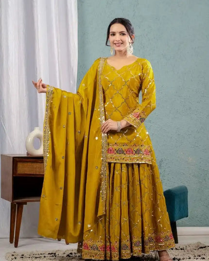 Designer Party Wear Sharara Palazzo Set Heavy Faux Georgette with Sequence Embroidery