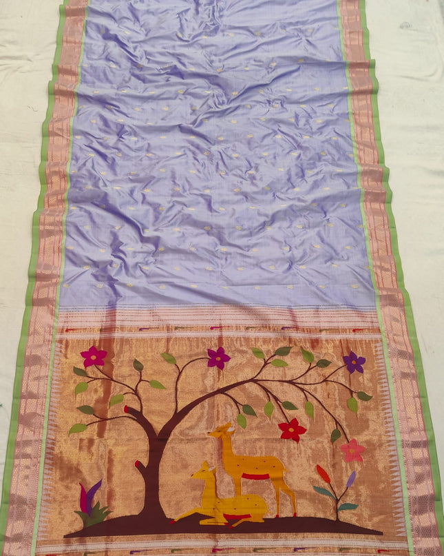 Premium Luxury Bridal Pure Silk Handloom Paithani Saree with Golden Zari and Fancy Pallu