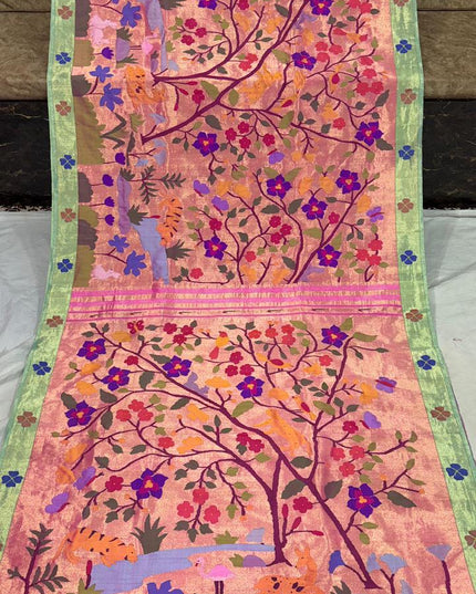 Premium Bridal Pure Silk Brocade Paithani Saree with Golden Zari