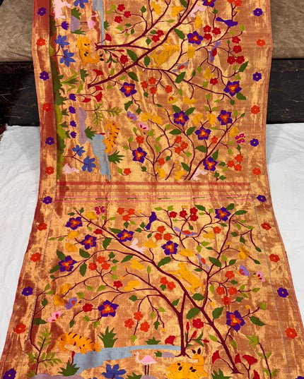 Premium Bridal Pure Silk Brocade Paithani Saree with Golden Zari