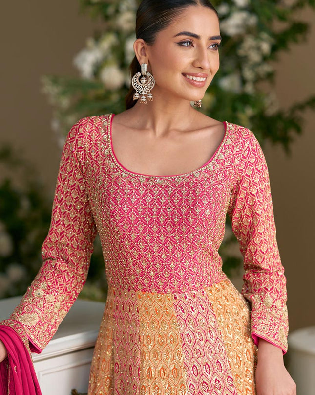 Designer Heavy Georgette Embroidered Sequins Gown With Dupatta