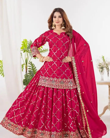 Designer Party Wear Sharara Palazzo Set Heavy Faux Georgette with Sequence Embroidery