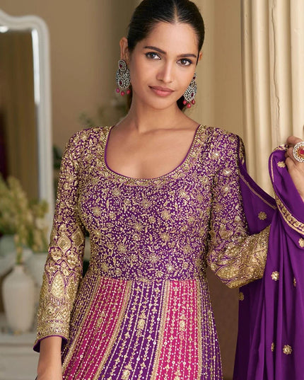 Designer Heavy Georgette Embroidered Sequins Gown With Dupatta