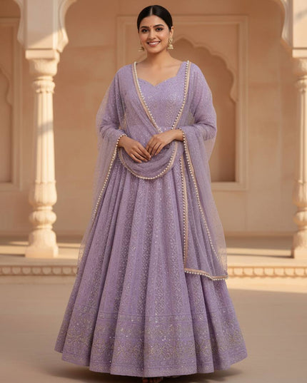 Lucknowi Special Premium Readymade Anarkali Suit Set