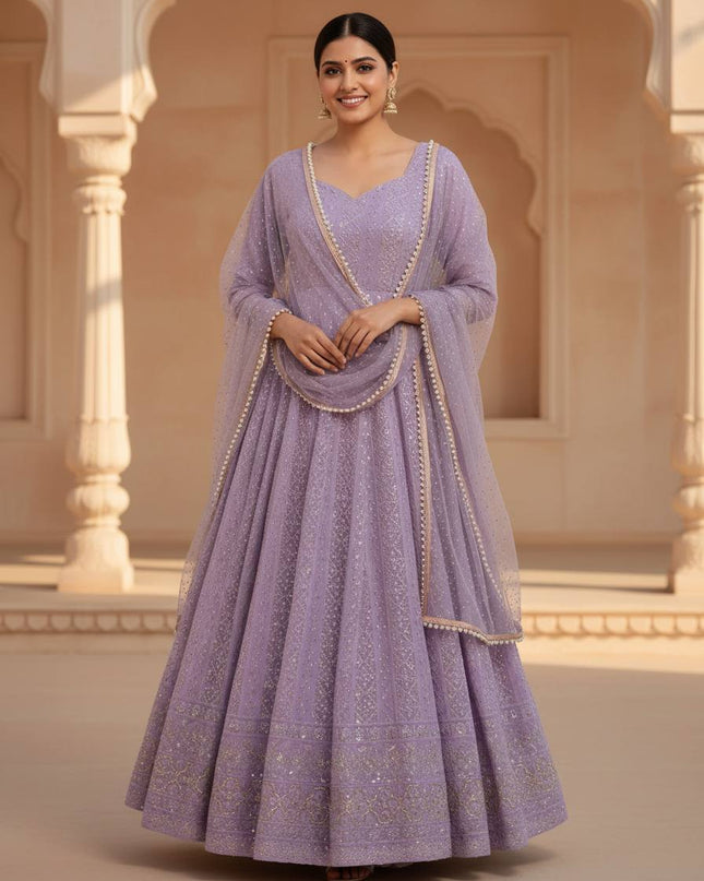 Lucknowi Special Premium Readymade Anarkali Suit Set