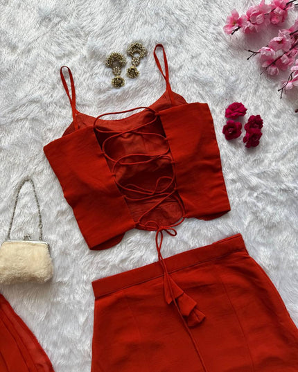 Georgette Lehenga Set with Diamond Work - Fully Stitched