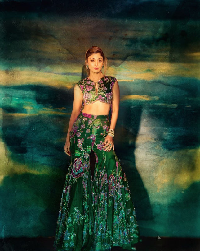 Taby Silk 3 piece palazzo suit set