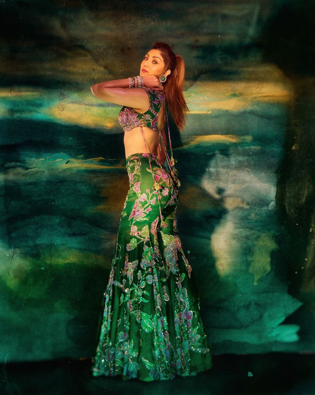 Premium Taby Silk Printed Sequins Palazzo Set with Blouse and Dupatta