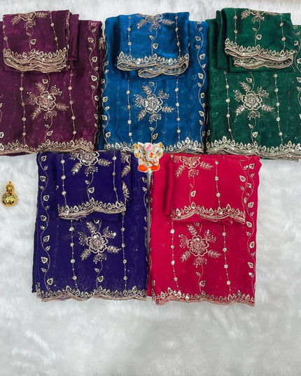 Fendy Chiffon Work Saree | Trendy Look