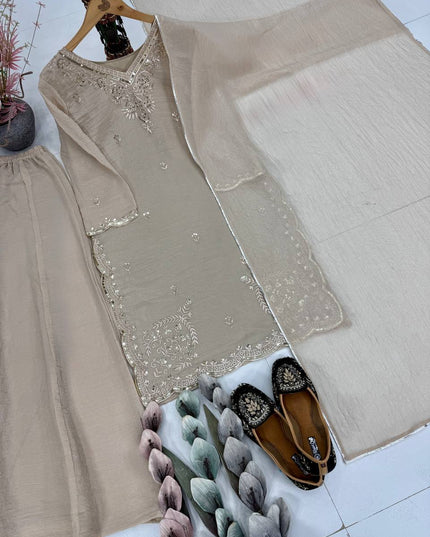 Designer Heavy Tissue Silk Special Party Wear 3 Piece Suit