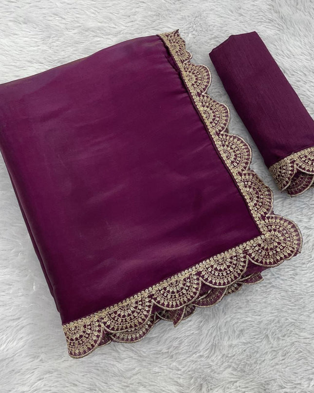 Pure Jimmy Choo Designer Saree with Blouse Piece
