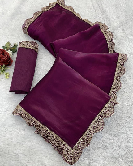 Pure Jimmy Choo Designer Saree with Blouse Piece