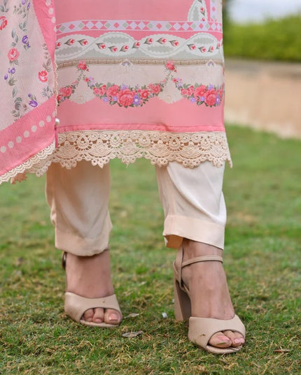 Embroidered Chanderi Suit Set - Viscose Top with Chanderi Dupatta