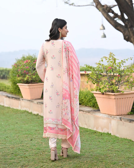 Embroidered Chanderi Suit Set - Viscose Top with Chanderi Dupatta