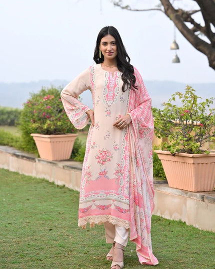 Embroidered Chanderi Suit Set - Viscose Top with Chanderi Dupatta