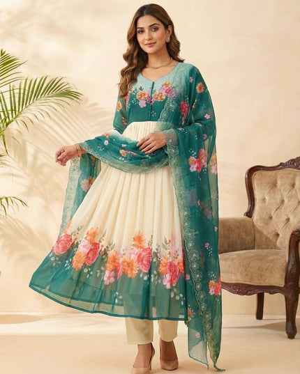 New Party Wear Faux Georgette Gown With Dupatta