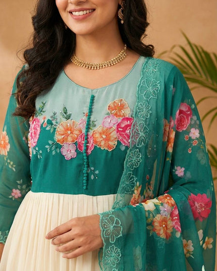 New Party Wear Faux Georgette Gown With Dupatta