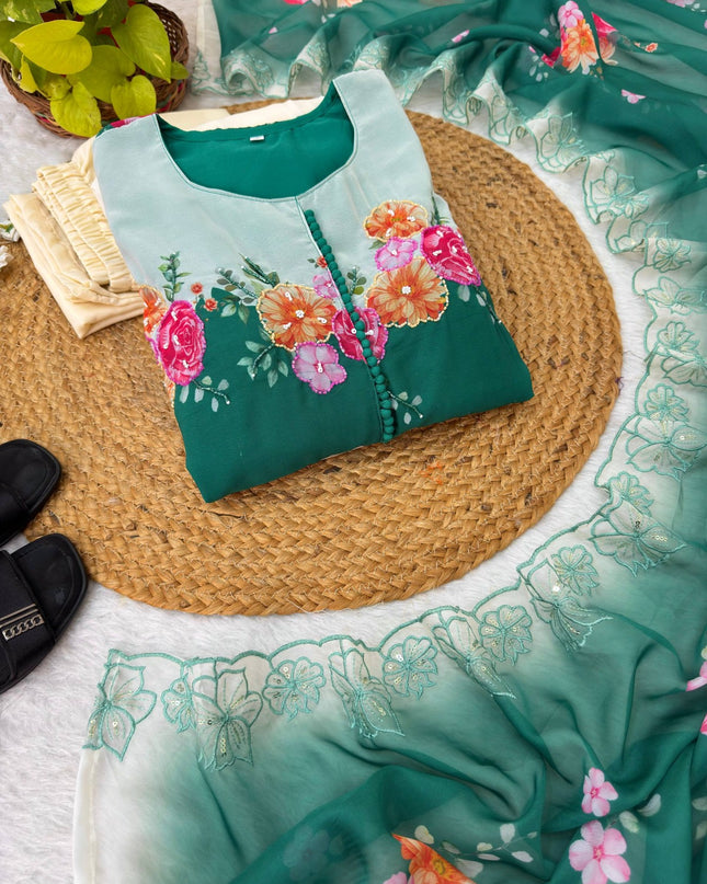 New Party Wear Faux Georgette Gown With Dupatta