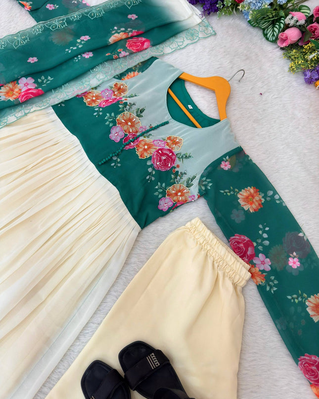 New Party Wear Faux Georgette Gown With Dupatta