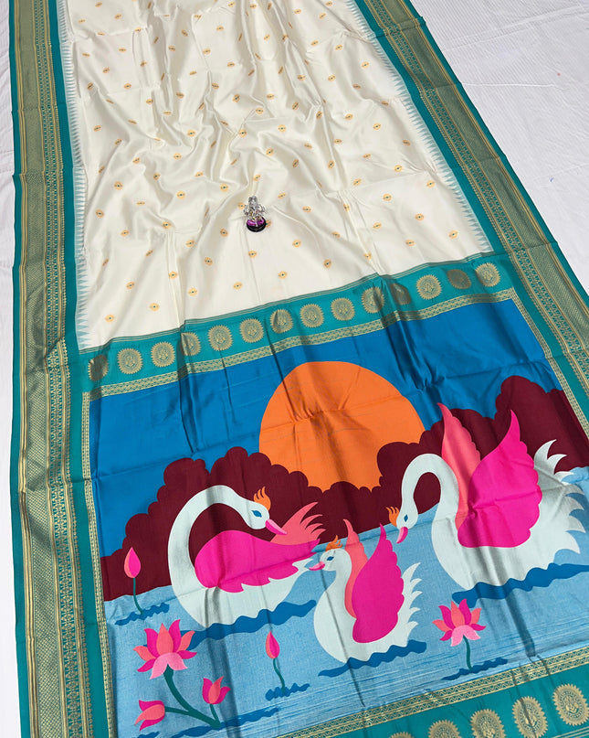 Premium Soft Silk Aarya Fancy Pallu Kadiyal Paithani Saree