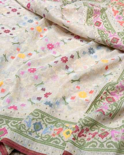 Premium Banarasi Jamdani Saree Made from Pure Muslin Cotton