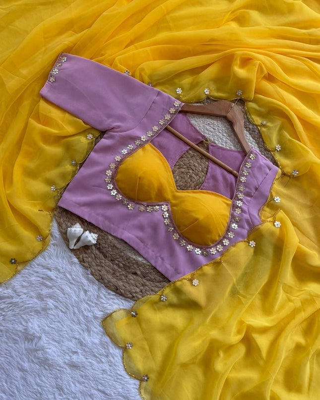 esigner Readymade Blouse with Khatali Handwork & Moti | Size 38