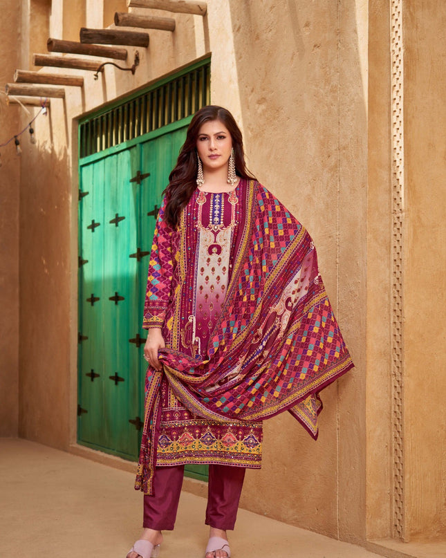 Pure Muslin Kurti Set with Aari Handwork & Mirror Work | 3-Piece