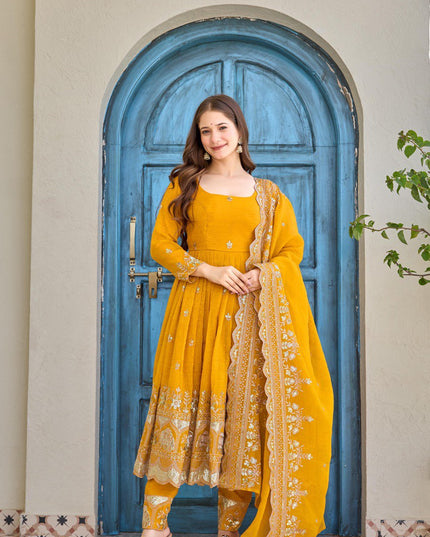 Heavy Crunchy Silk Anarkali Set with Sequin Embroidery | Ready to Wear