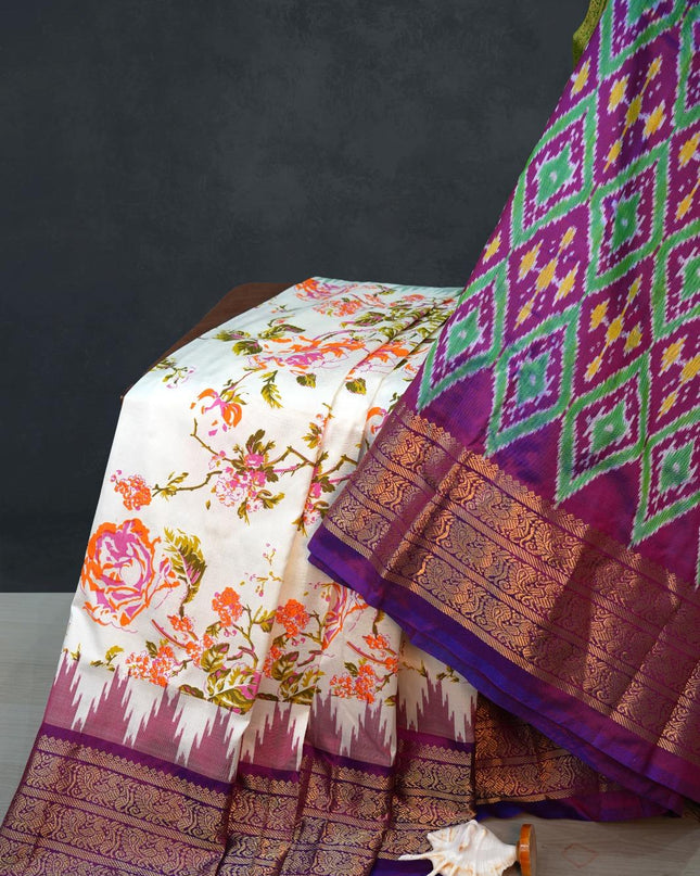 Designer Pure Silk Patola Saree with Jari Border