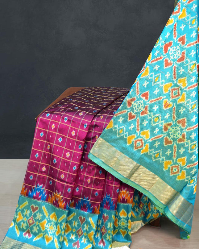 Ikkat Designer Saree with Designer Pallu and Blouse