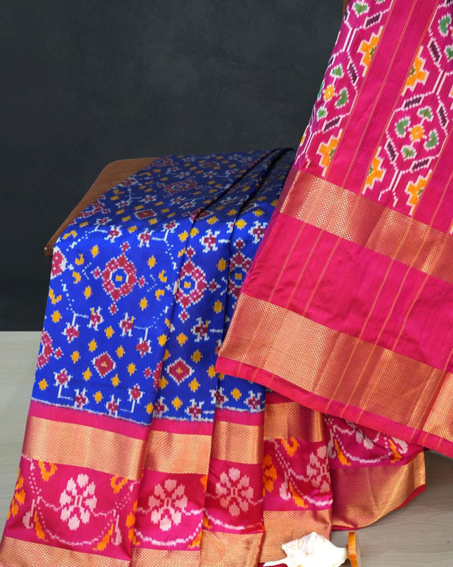 Ikkat Designer Saree with Designer Pallu and Blouse
