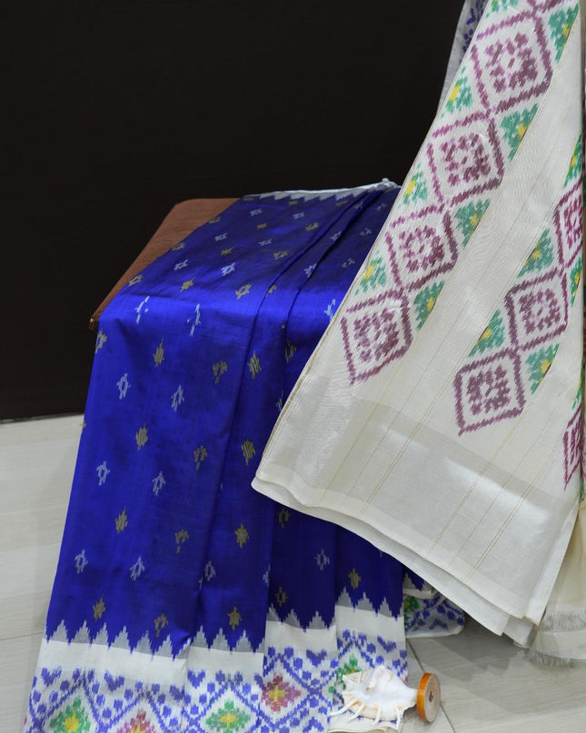 Ikkat Designer Saree with Designer Pallu and Blouse