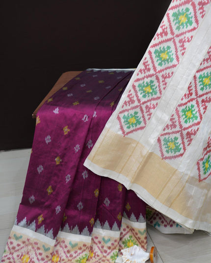 Ikkat Designer Saree with Designer Pallu and Blouse