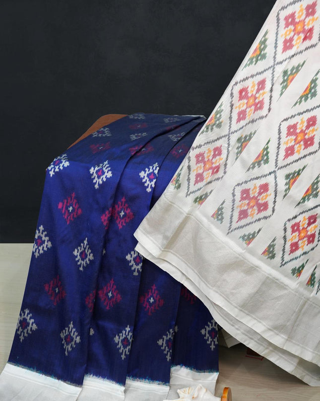 Ikkat Designer Saree with Designer Pallu and Blouse