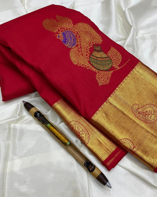 Kanchipuram Handloom Pure Silk Unique Butta Saree
