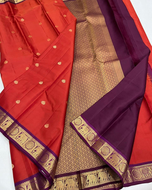 Kanchipuram Handloom Pure Silk Unique Butta Saree