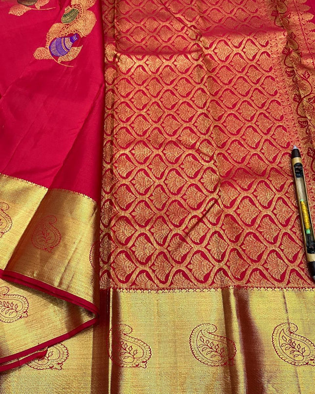 Kanchipuram Handloom Pure Silk Unique Butta Saree
