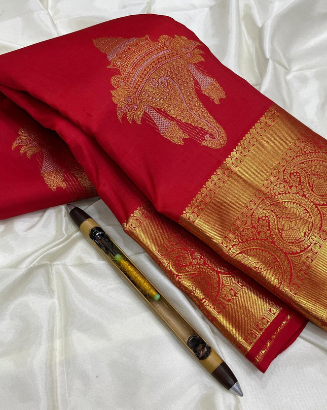 Kanchipuram Handloom Pure Silk Unique Butta Saree