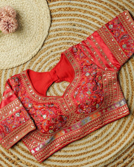 Beautiful Multi Work Elichi Silk Sequence Ready To wear Blouse