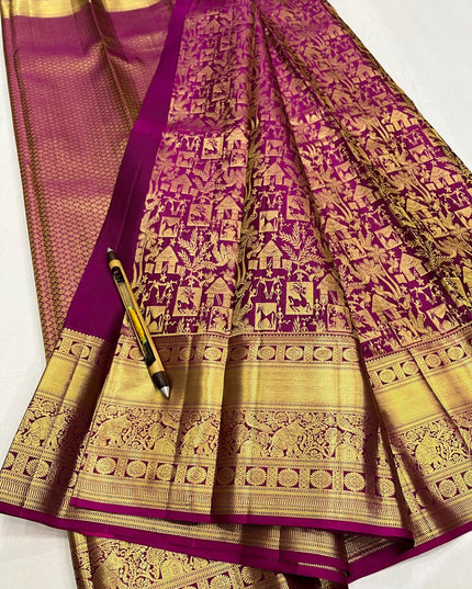 Kanchipuram Handloom Pure Silk Beautiful Full Gold Bridal Saree