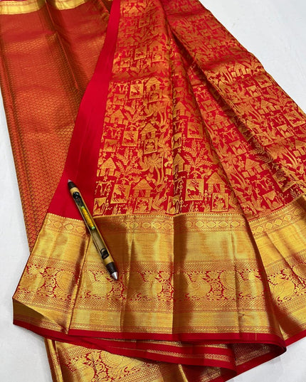 Kanchipuram Handloom Pure Silk Beautiful Full Gold Bridal Saree