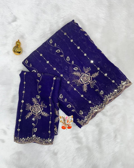 Fendy Chiffon Work Saree | Trendy Look