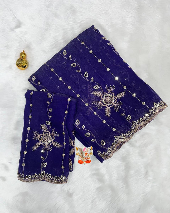 Fendy Chiffon Work Saree | Trendy Look