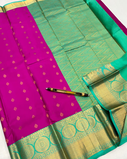 Kanchipuram Pure Korvai Silk Saree with Fancy Butta & Big Border
