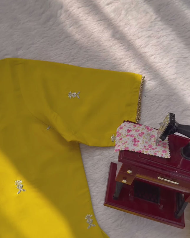 Kurta Sharara Set Natural Crep Silk with Embroidery Sequence Work